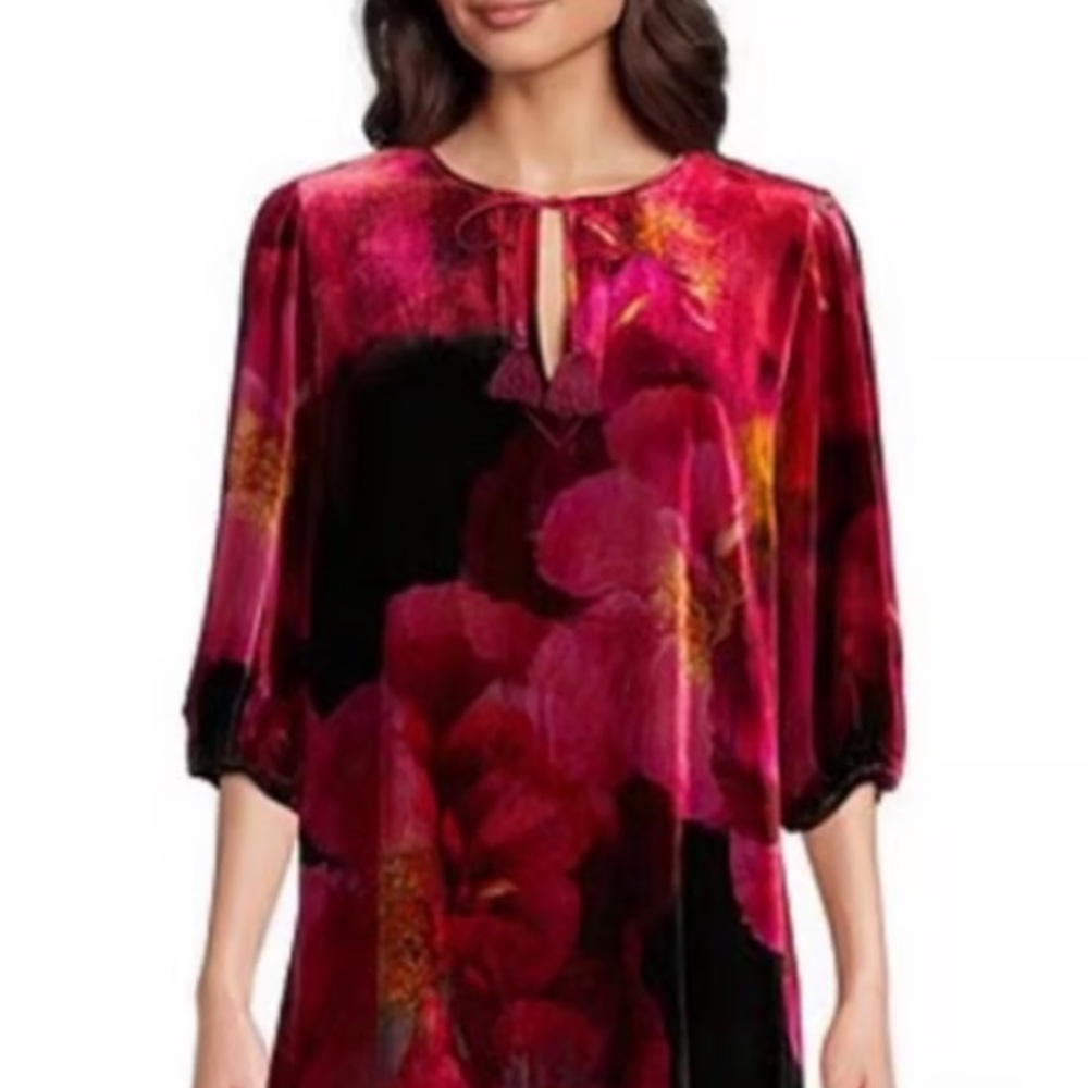 Johnny Was Vesna Mini Dress Ruby Bloom Size XL, NWT